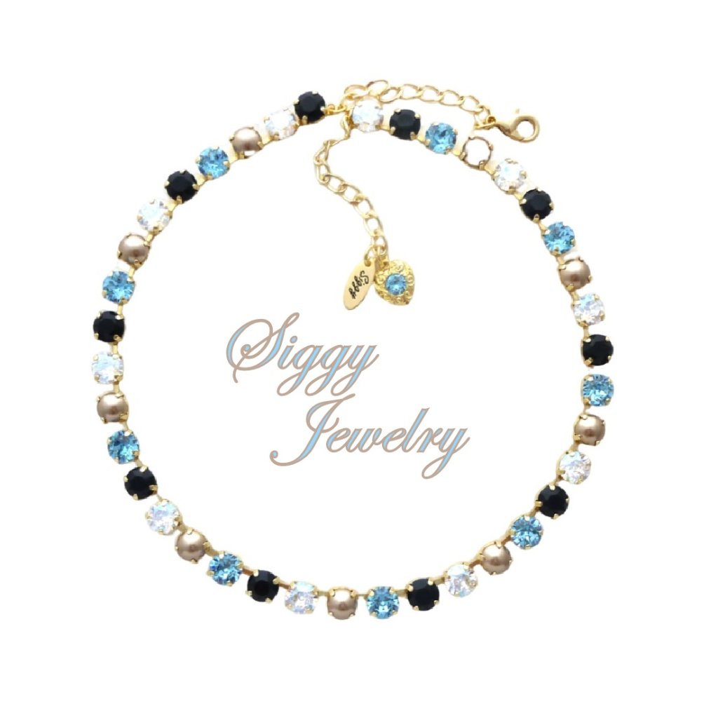 Nebula Glow 8mm Tennis Necklace Made With Genuine Austrian Crystals And Pearls 150$